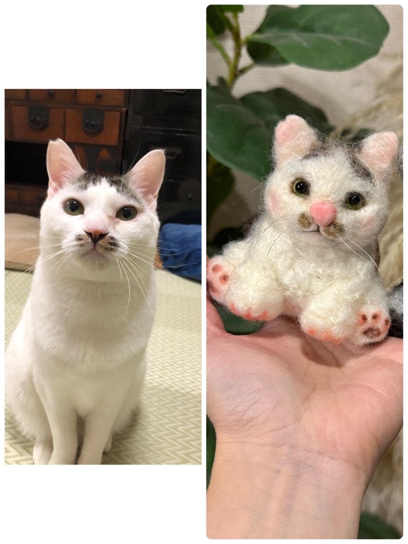 お鼻がハートのうちの子マスコット　はなここ　羊毛フェルト　うちの子　ペット