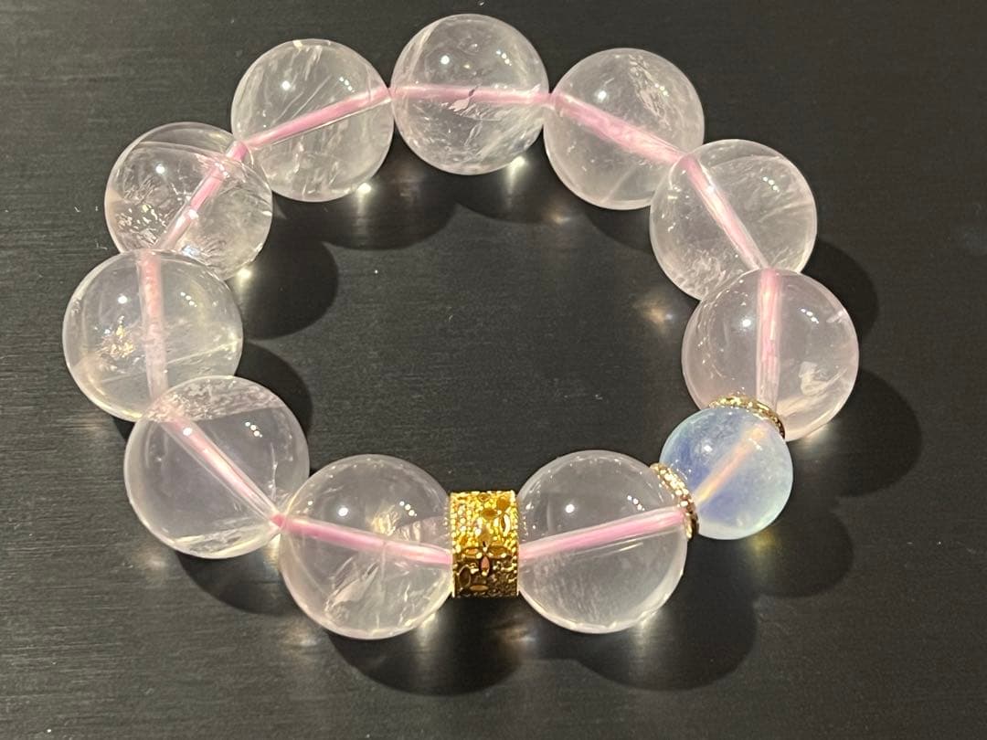 大玉♡恋愛成就のお守り♡ ローズクォーツとアクアマリン