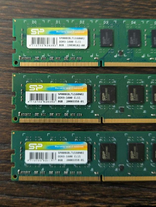 シリコンパワー DDR3 8GB ×3枚 PC3-12800 デスクトップ用