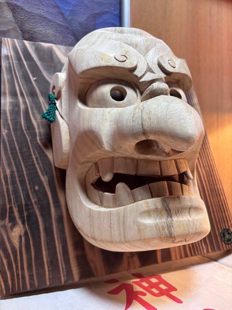 木製 神楽面 鬼面 岩戸神楽神面 天岩戸木彫
