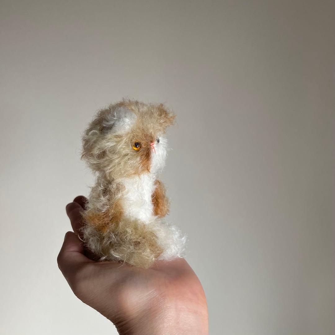 茶白　モヘア　猫　ハンドメイド　ぬいぐるみ　作家　テディベア　アートドール　42