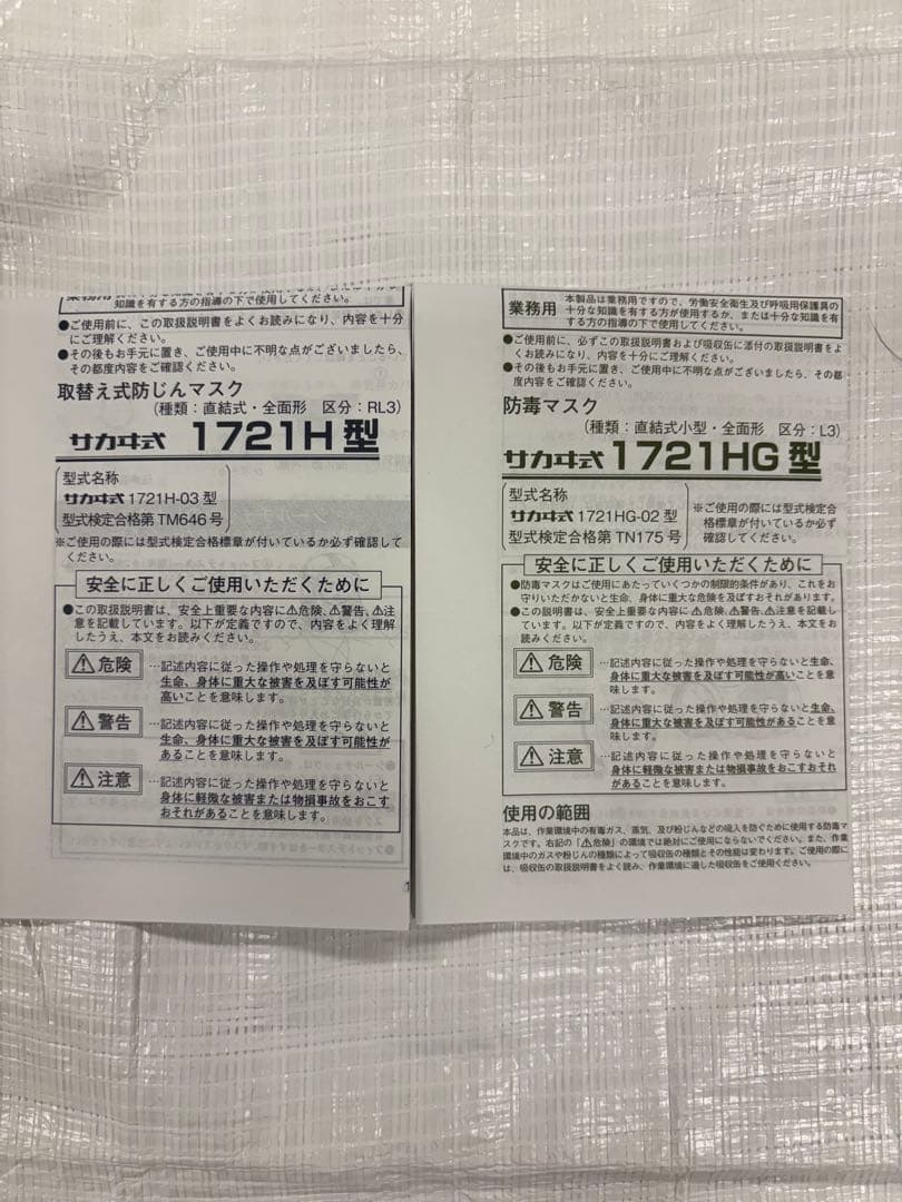 新品未使用　興研　防毒マスク　1721ＨＧ　吸収缶　ＲＤＧ-5型　2個付き