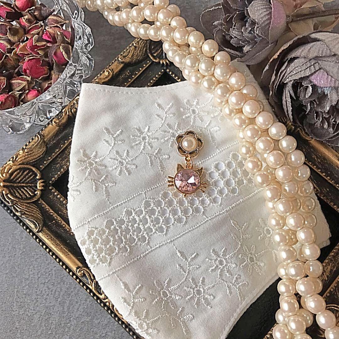 ♪239❤️ ねこ　パール　マグネット　マスクチャーム　マスク　ハンドメイド