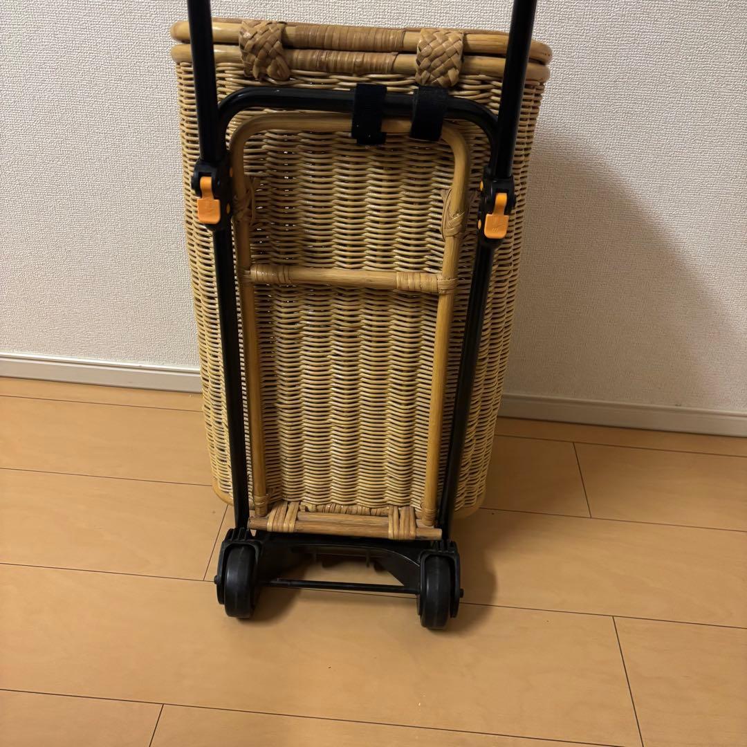 ラタン 籐 ショッピングカート 買い物カート バスケット キャリー