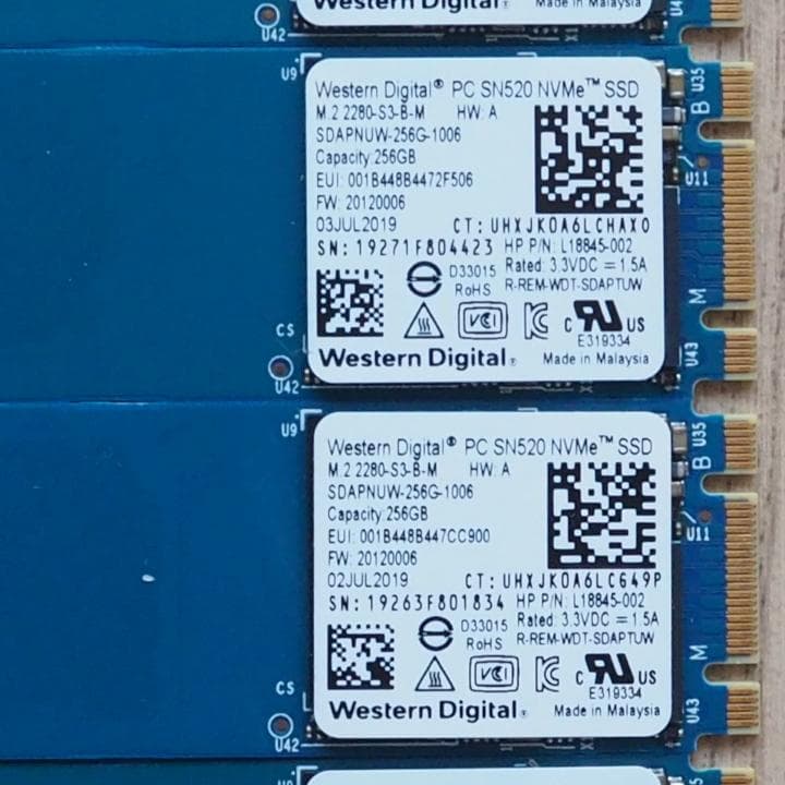 Western Digital　M2　NVMe　256GB　SSD　5枚セット