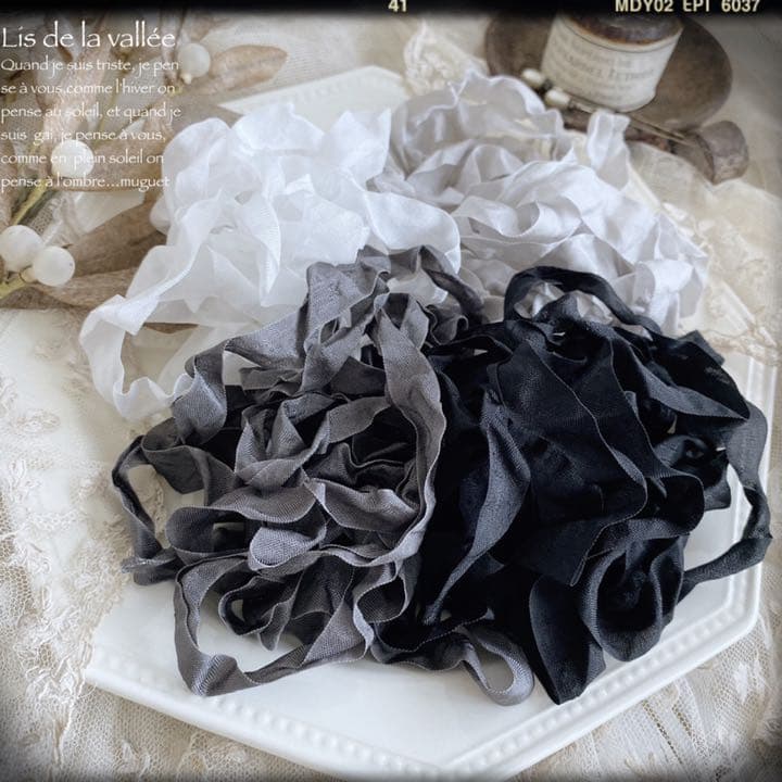 le ruban ୨୧*~ gris ~ くしゅくしゅリボン グレー №1