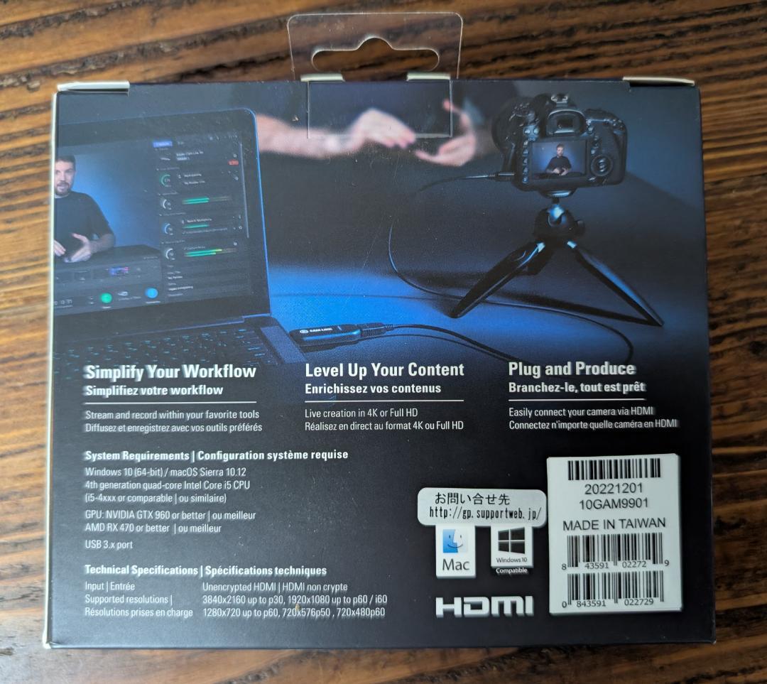 Elgato Cam Link 4K 10GAM9901【新品未開封】