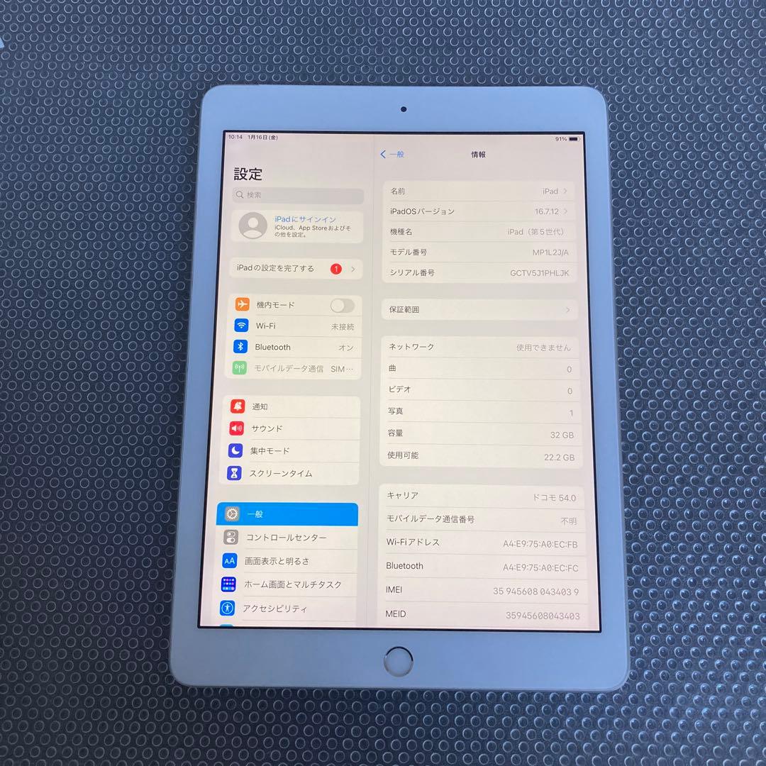 3971【早い者勝ち】比較的美品☆iPad5 第5世代 32GB SIMフリー☆