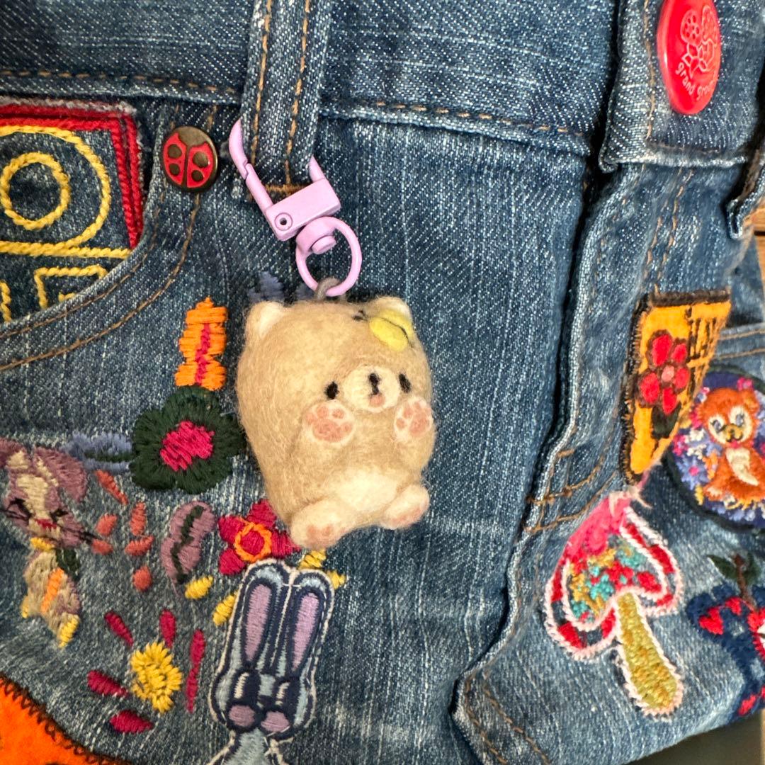 ハンドメイド デニムリメイク バッグ レトロアニマル 楕円底 16