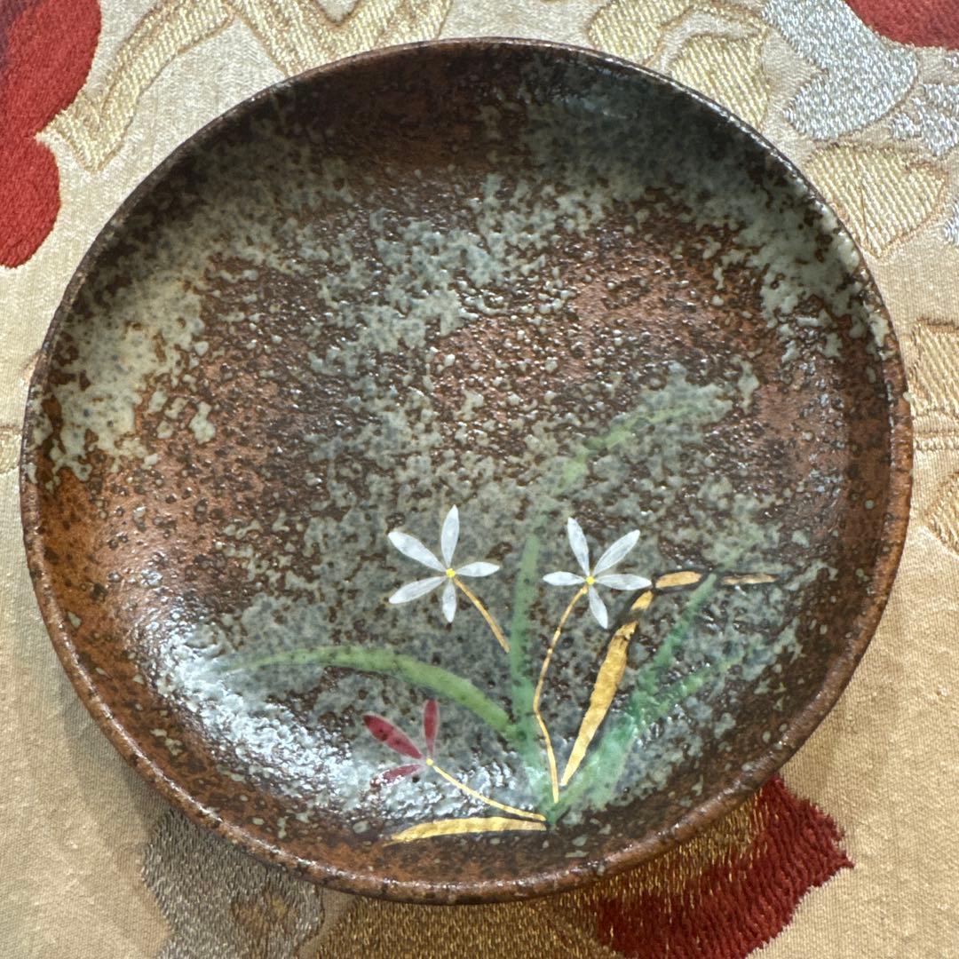 伝作窯　手描き花模様 陶器皿 4枚セット