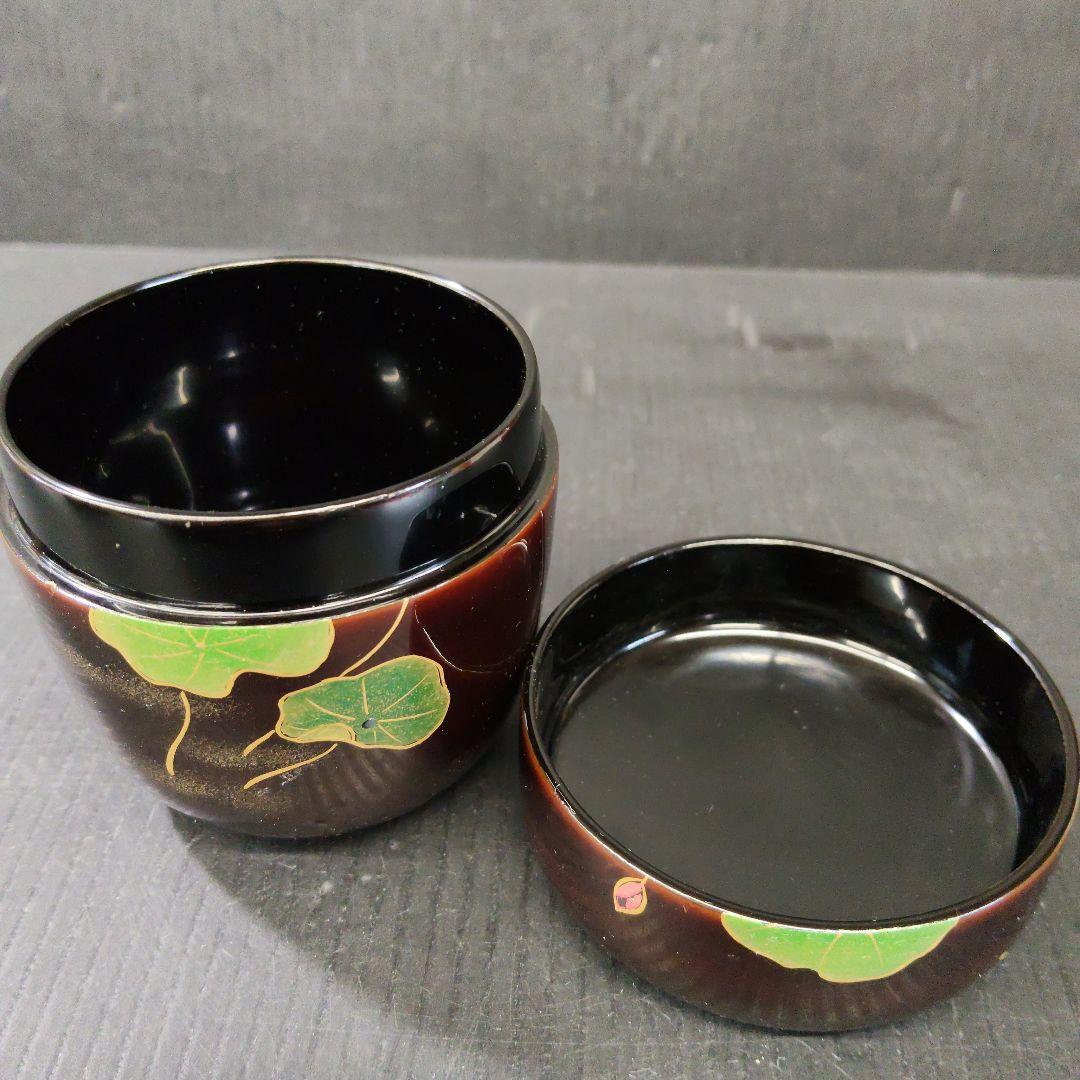 茶道具 溜塗 睡蓮蒔絵 松峰 中棗