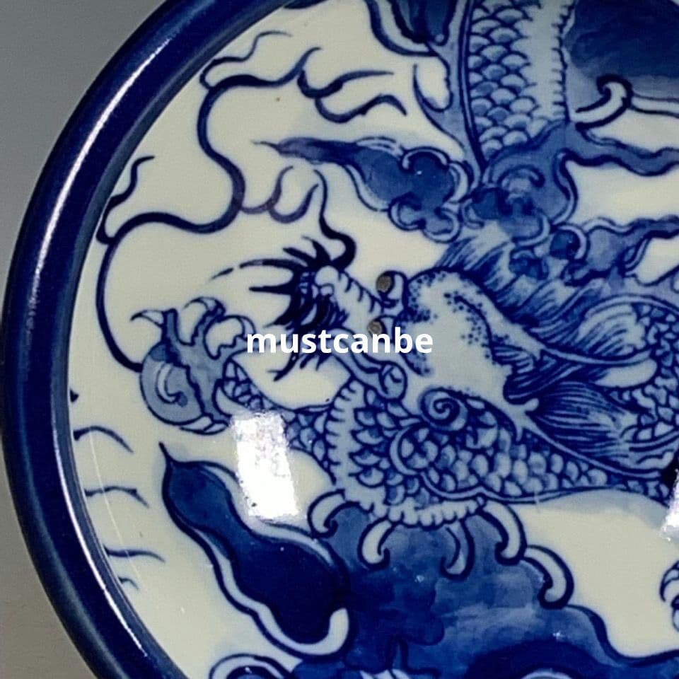 藍釉青花龍紋筆洗 書道具 文房具 現代工芸品 美術品 置物
