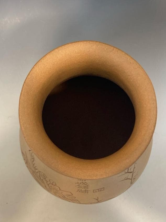 中国古玩 唐物 白泥 獅子耳 花瓶 花入 朱泥 紫砂