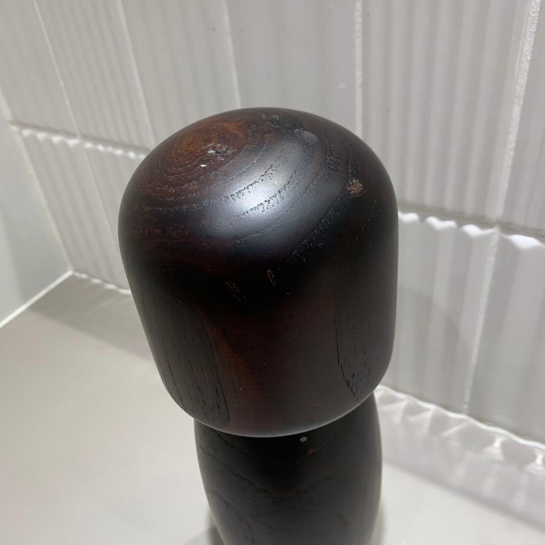 大型 卯三郎こけし 創作こけし 穀物柄 ダークブラウン　32.5cm 麦柄