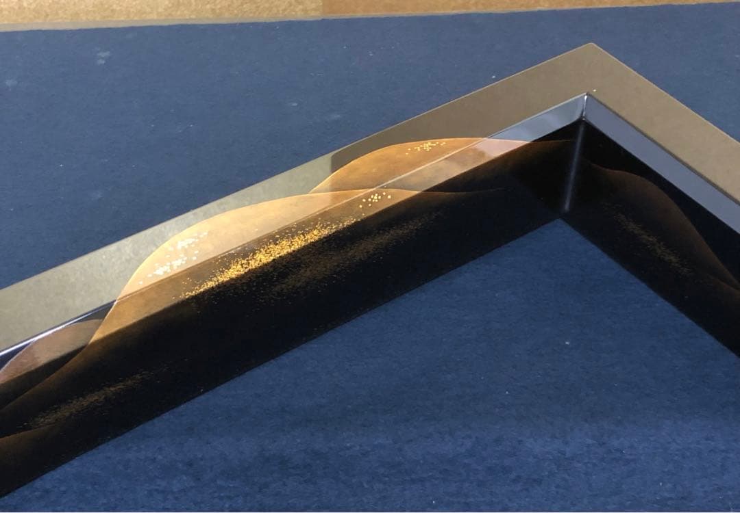 《R》茶道具 遠山蒔絵 炉縁 藤岡研斎 共布 共箱　260317A3
