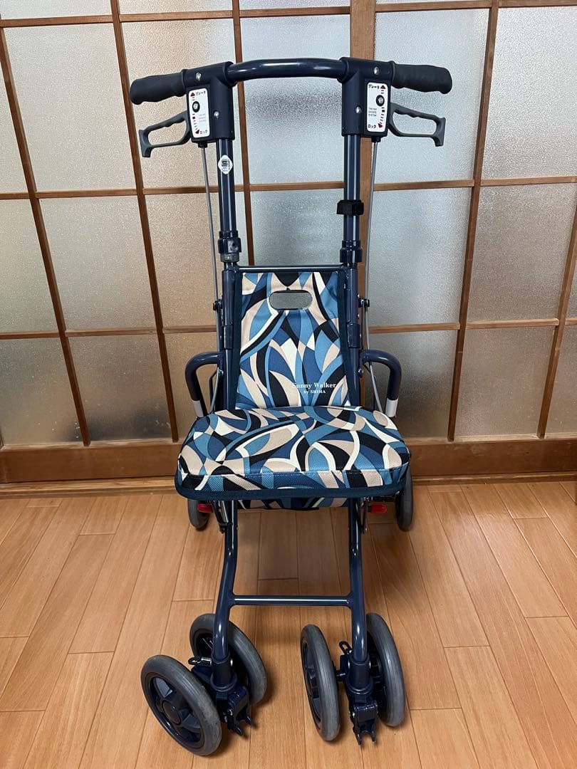 【美品】 島製作所 シルバーカー サニーウォーカーSP 青 中