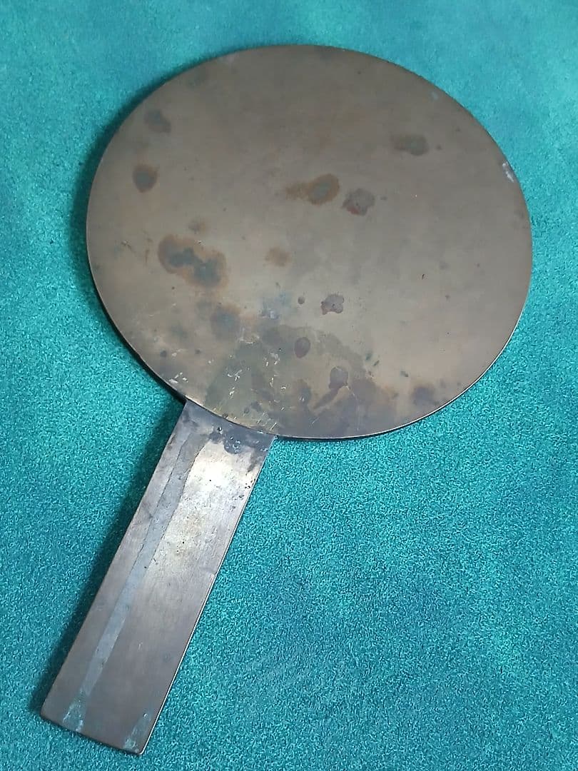 和鏡　銅鏡　柄鏡　手鏡　江戸時代　古銅　和骨董　アンティーク