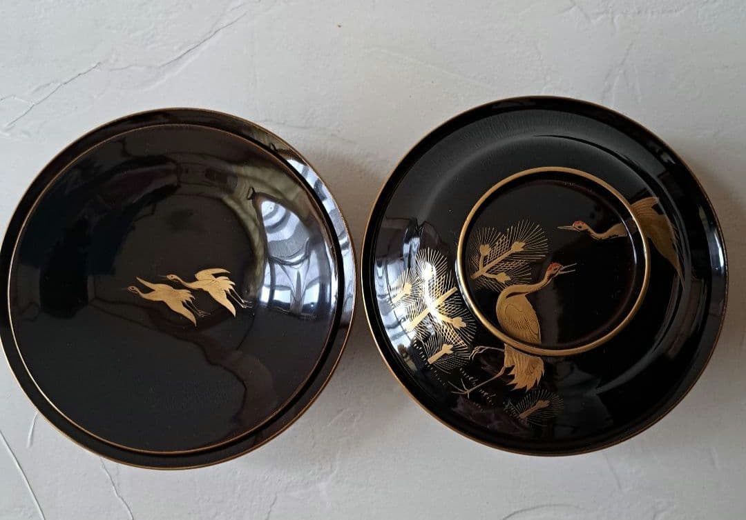 梅椀　2客　大椀　蓋付き煮物椀　骨董品　雑煮椀