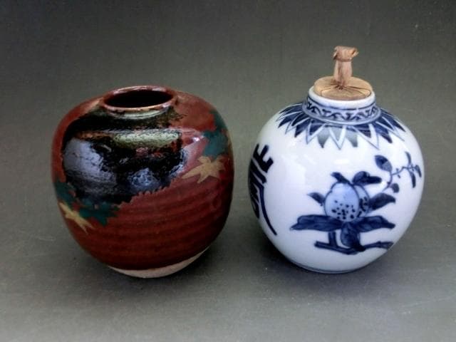 茶入■平安 浅見よし三 窯変 四滴茶入『浅見　与し三』造 色変四滴茶入 骨董品■