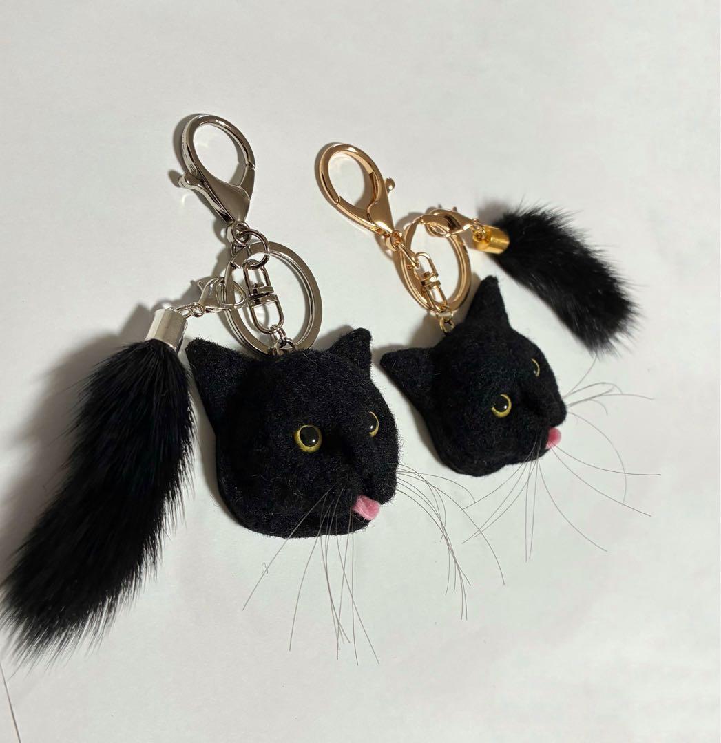 takaten様 羊毛フェルト 猫キーホルダー 黒猫