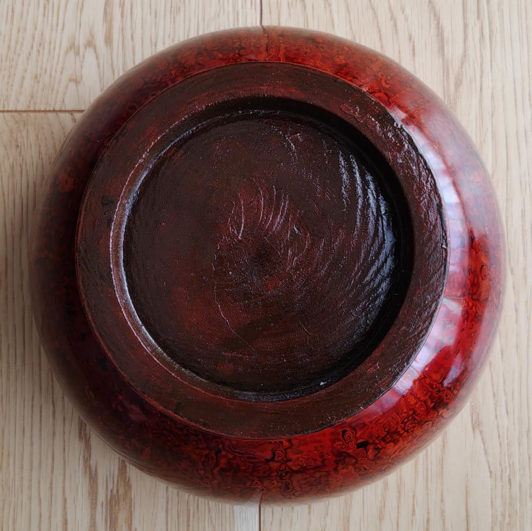 【希少品】会津塗　乾漆鉢　径２３ｃｍ　特大碗　天然木　漆器　伝統工芸品　溜り塗
