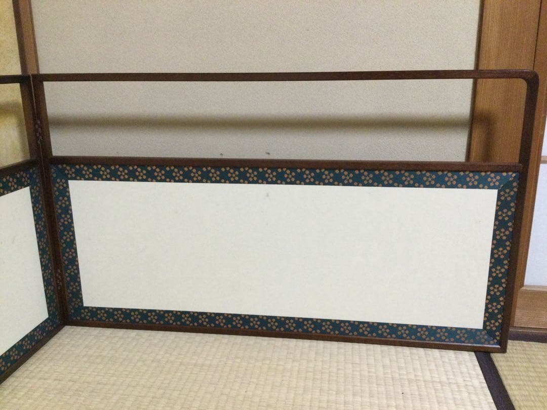 風炉先屏風 両面開き 利休梅 網代 茶道具 L351