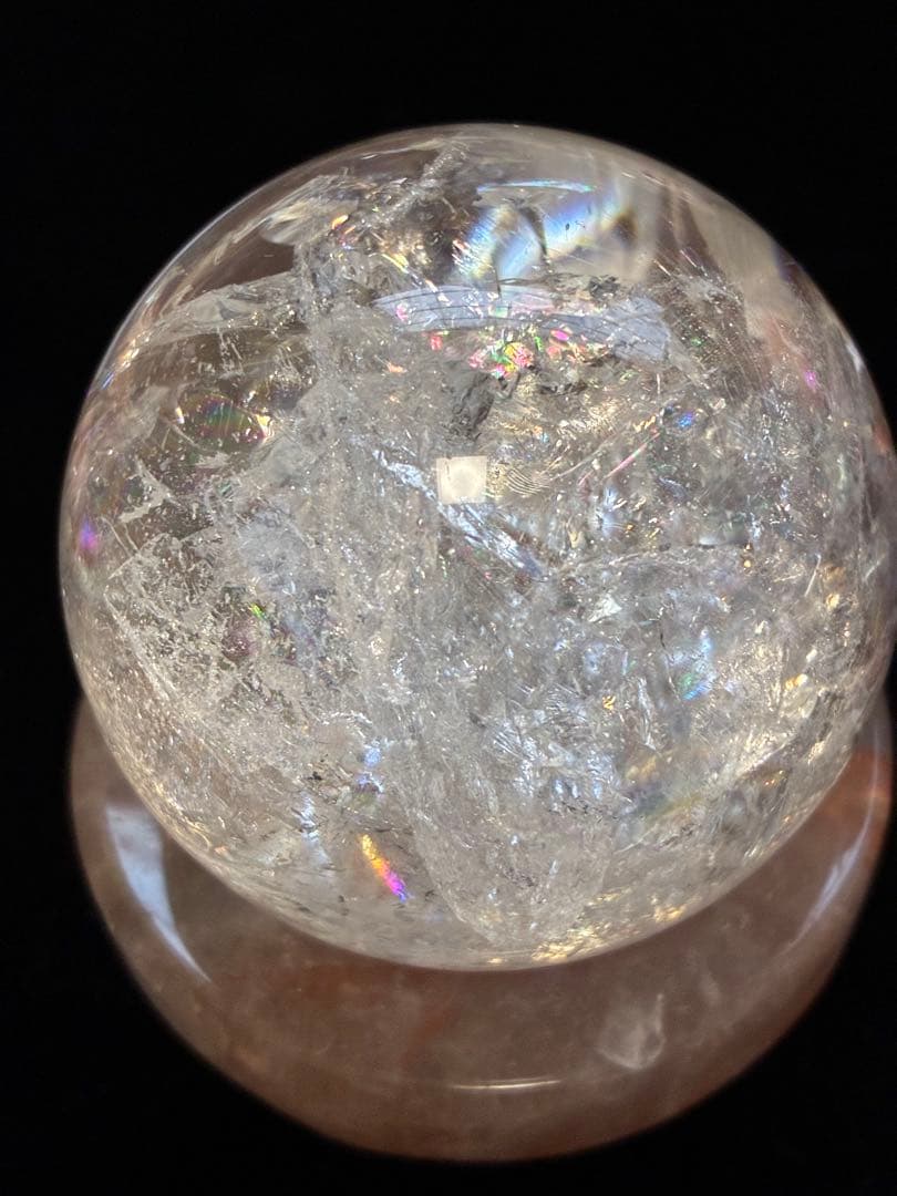 ピンククォーツ 水晶 スフィア 約5.4cm 水晶のお皿付き
