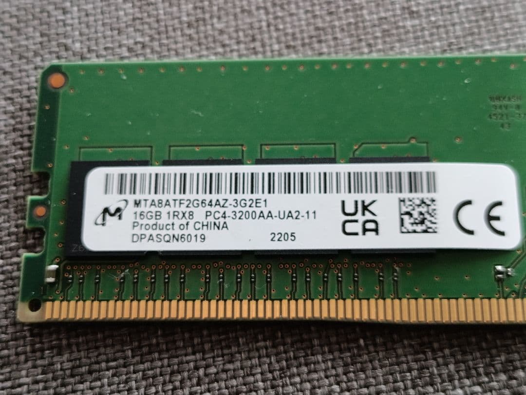 16GB DDR4 メモリ Micron 3200mhz