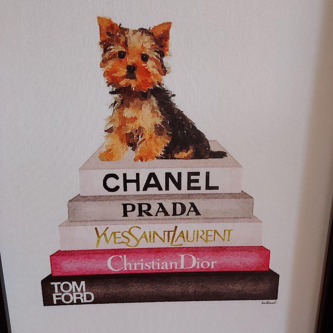 オマージュキャンバスアート　シャネル　PRADA　イブサンローラン(Mサイズ)犬