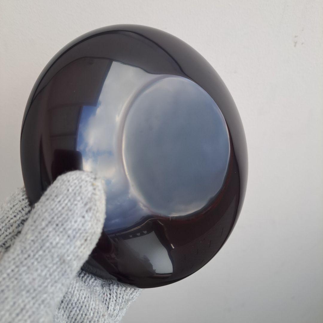 【山中漆器　5寸\"銘々皿×9客】天然木製　溜塗　ダルマ型　長期保管品