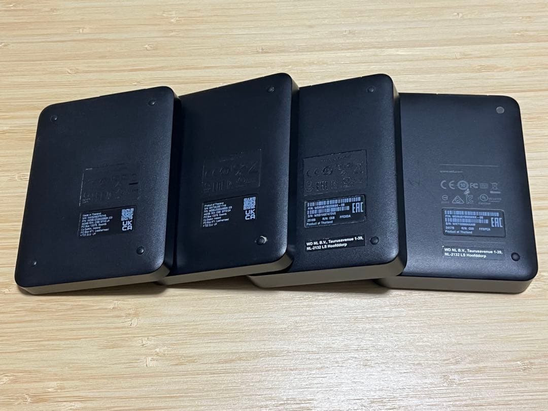 ポータブルHDD×4 セット (WD) 2TB USB3.0(type-A)