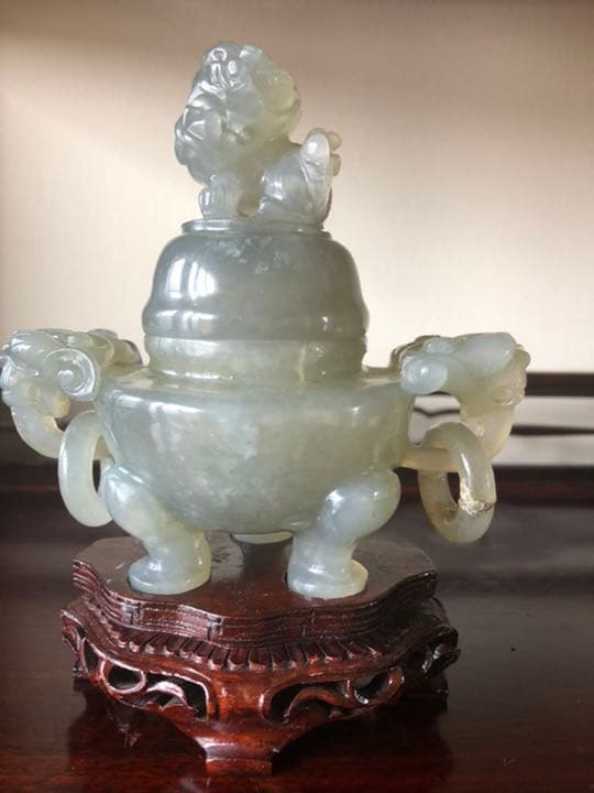 中国 天然古玉 香炉 ヒスイ 年代品