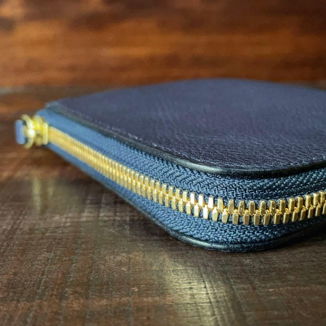 《Ｌ字ファスナー型》レザーウォレット（Navy）革財布