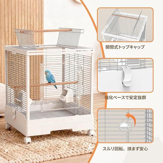 Ruexue ステンレス バードケージ 1段 高さ59cm 鳥かご