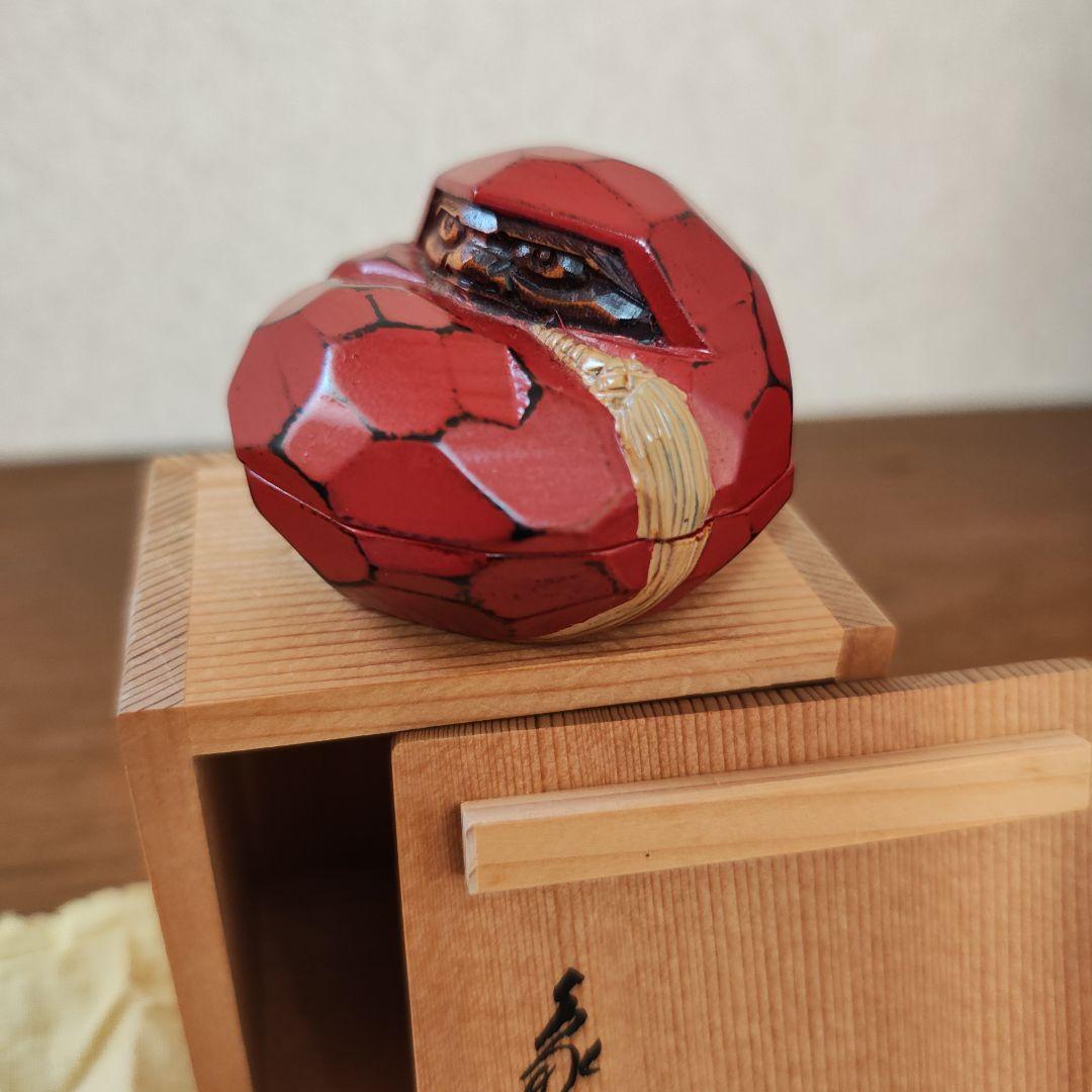 達磨香合　山中象堂 讃岐一刀彫　茶道具　共箱