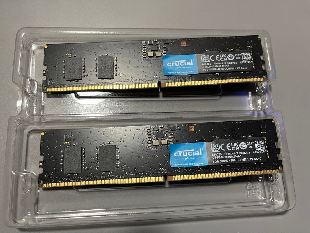 【動作確認済】Crucial DDR5-4800 16GB(8x2)