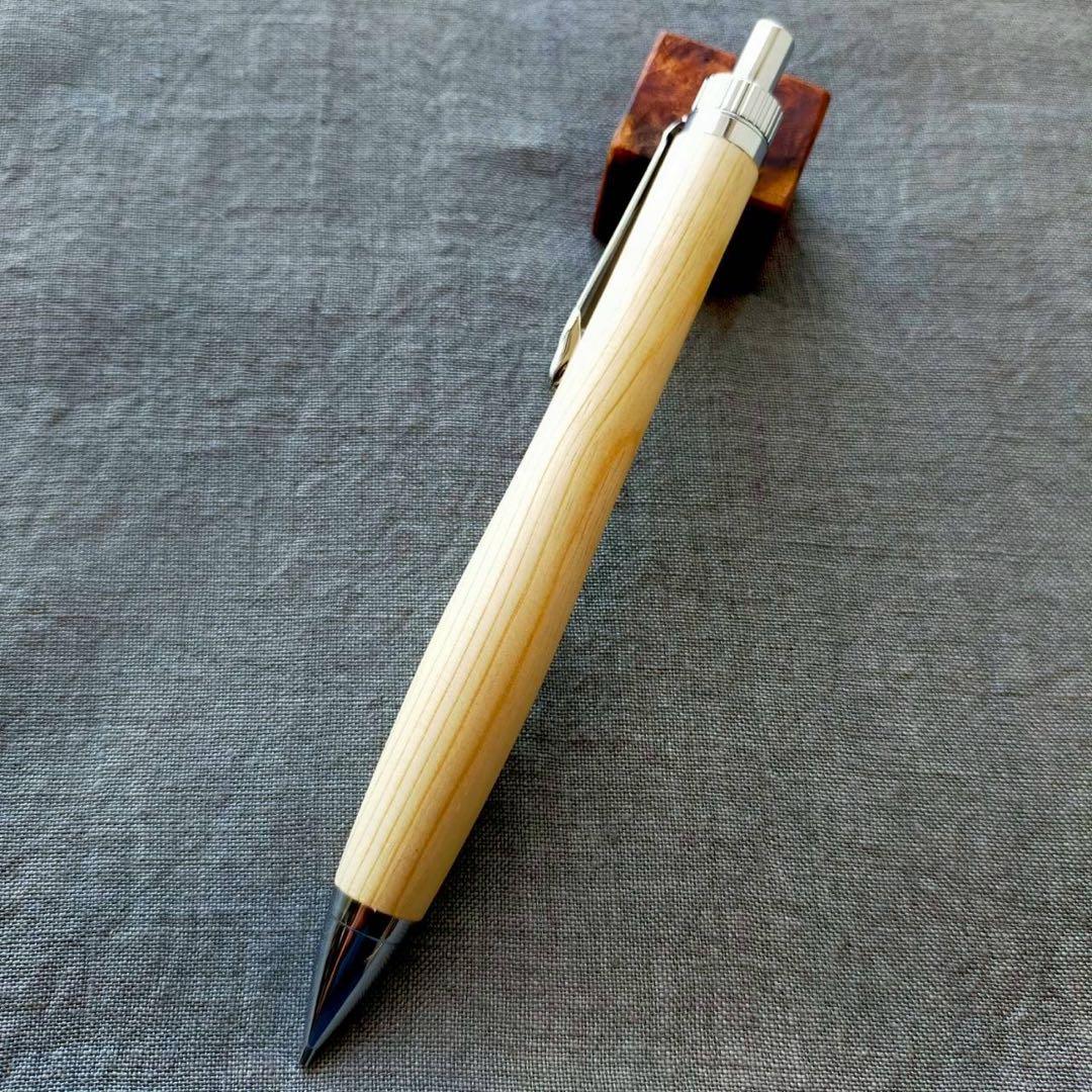 コウヤマキ　高野槙　ハンドメイド　木軸シャープペン　0.5mm　天然木　シルバー