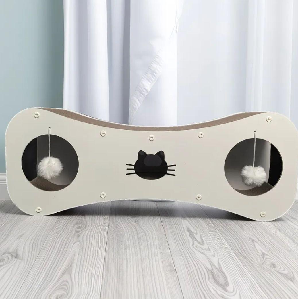 猫用爪とぎ 木製 ポンポン付き 78cm