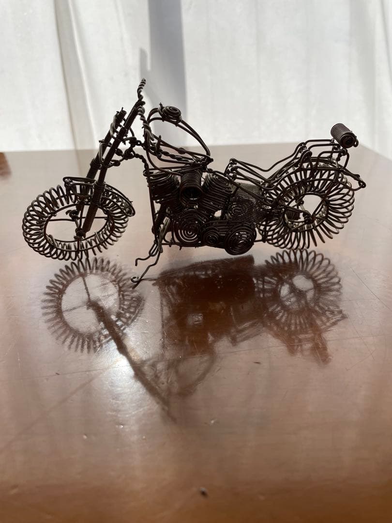 ワイヤー製 バイクオブジェ シルバー