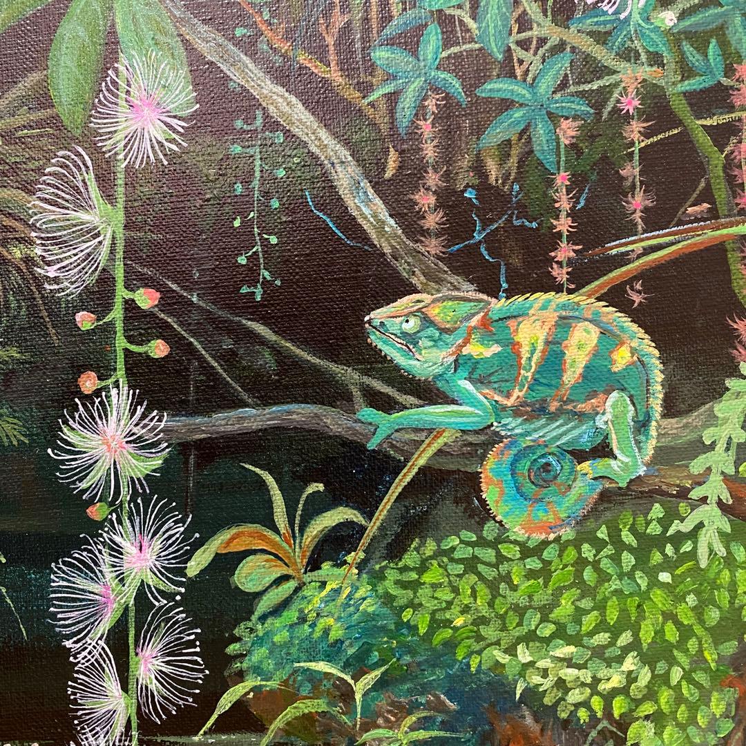 絵画　アクリル画家　『一夜の幻』 サガリバナ