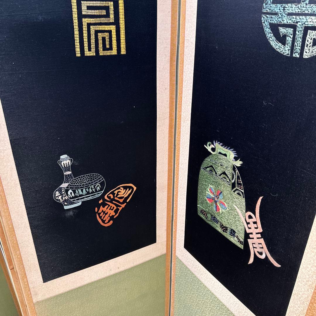 ら*ぱ様 韓国 刺繍の特大屏風 幅約3m 8連 衝立 パーテーション 伝統工芸