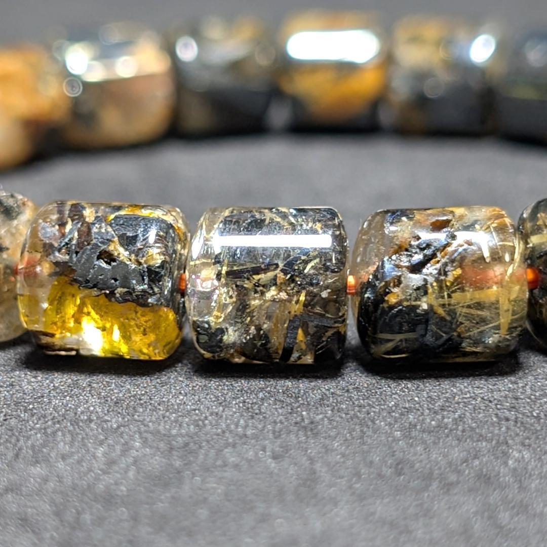 一点物 大量ヘマタイト入り!!太陽放射ルチル・スタールチルブレスレット 金運石