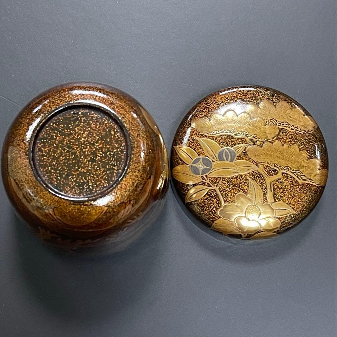 茶道具　江戸時代　古蒔絵　梨子地　秋草　棗　象彦