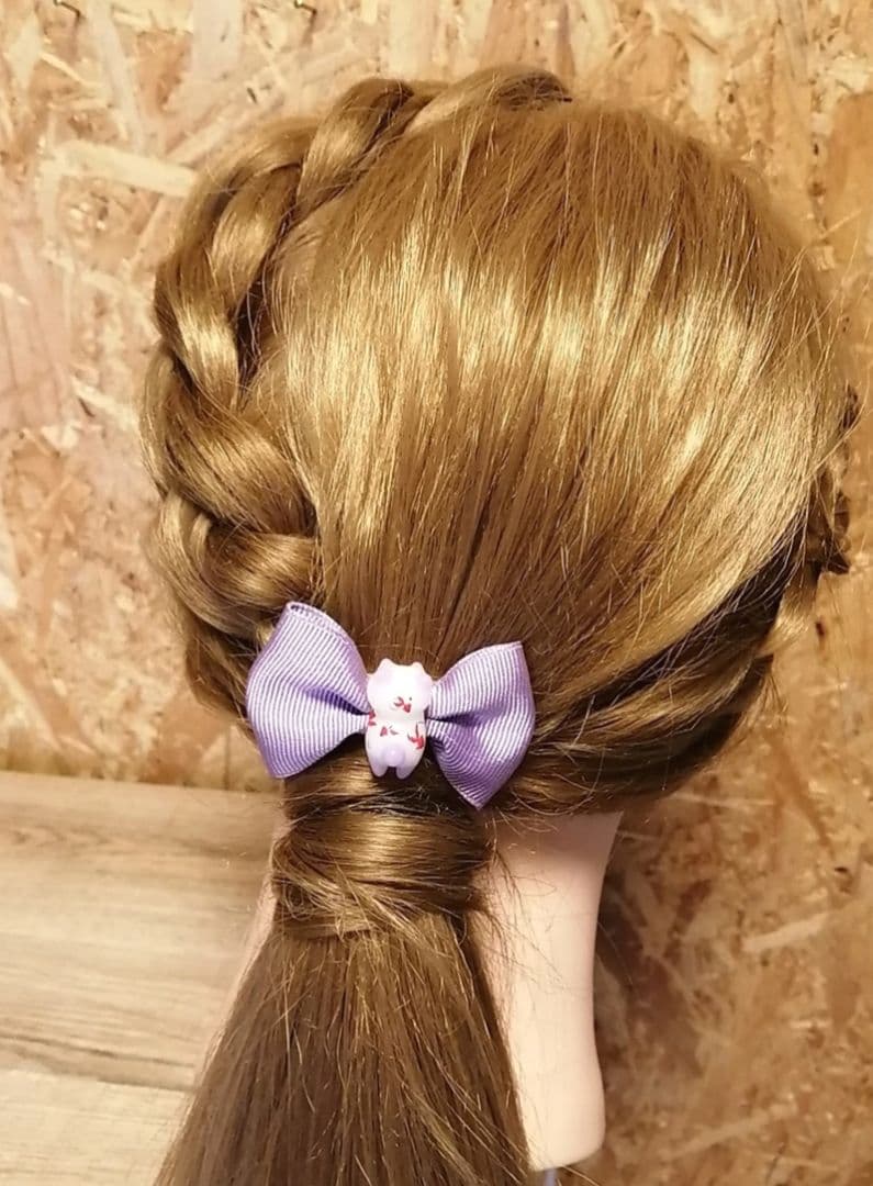 にゃんこリボンのヘアクリップ(パープル)、ぐで猫