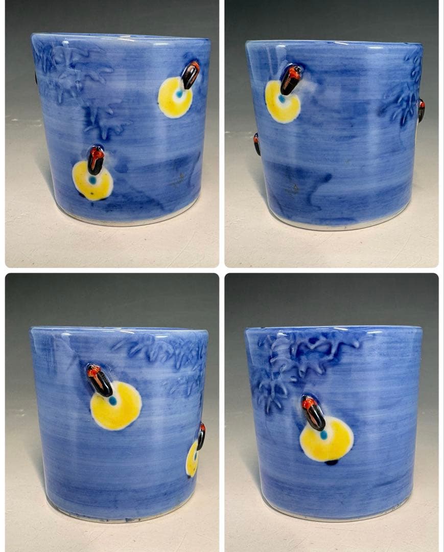 【中古品】茶道具　高野昭阿弥造　色絵螢香合（共箱）