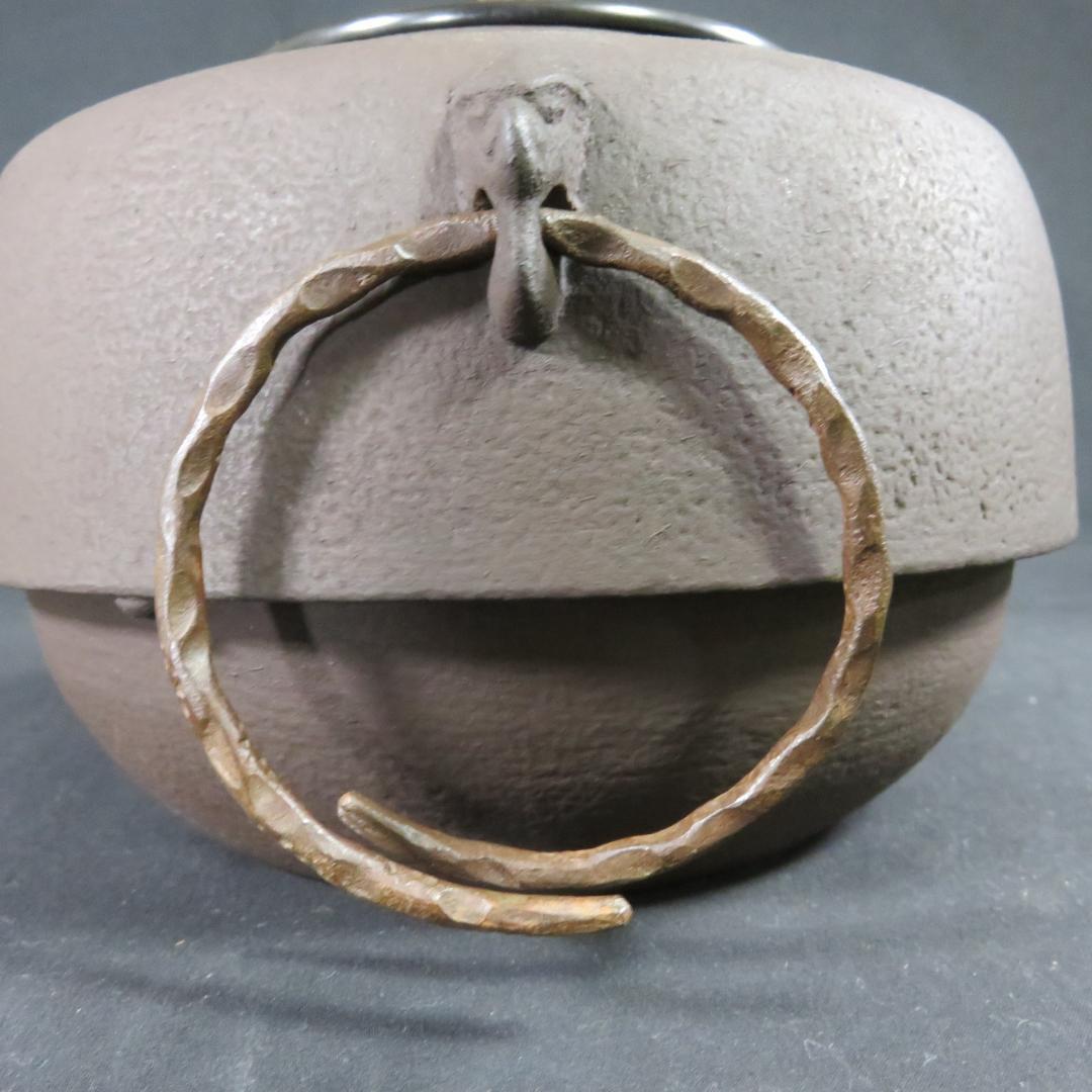 風炉釜 唐銅切合 鬼面風炉 一ノ瀬宗辰 釜師 畠春斎 共箱 茶道具