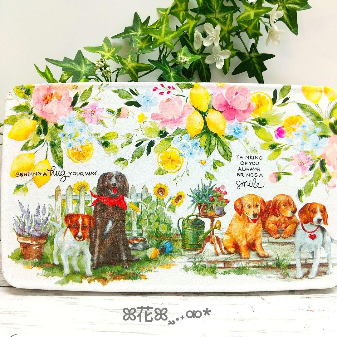 デコパージュꔛ‬ꕤガーデン雑貨♡折り畳みテーブル♡花台♡ 犬♡レモン♡インテリア