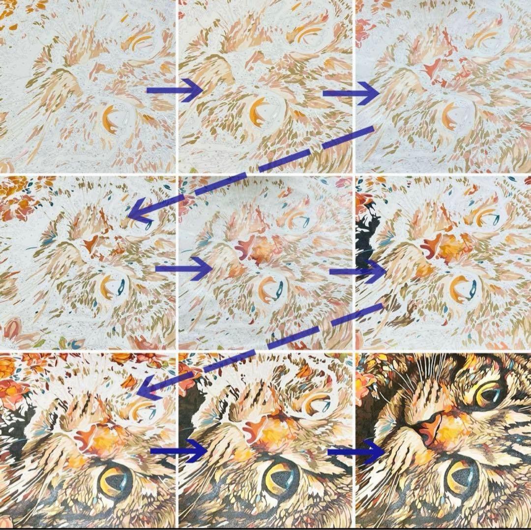 アクリル画 50×40cm 原画 猫のイラスト 手描き