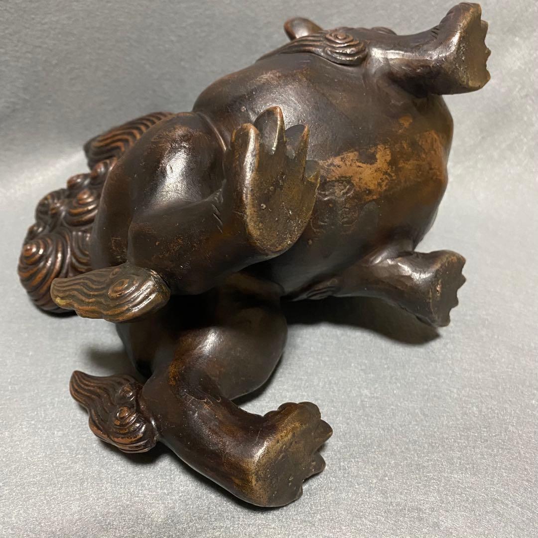 古備前焼　獅子床飾り　陶器製　魔除けインテリア置物　横22 幅15 高22cm