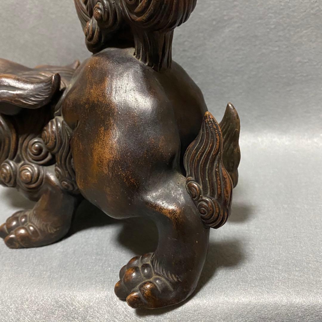 古備前焼　獅子床飾り　陶器製　魔除けインテリア置物　横22 幅15 高22cm